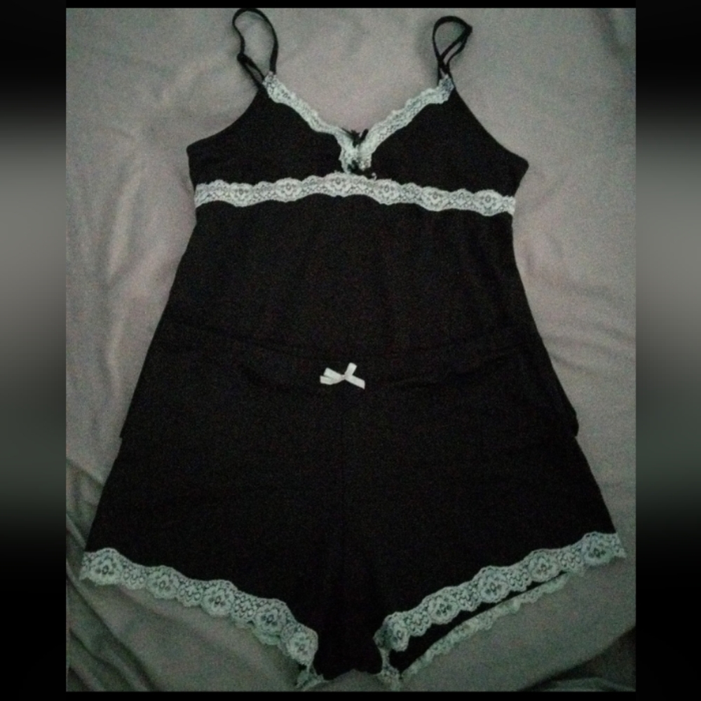 Midnight Nighty Black and Light Teal